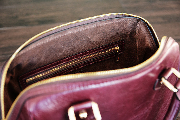 Custom Handmade Vegetable Tanned Italian Leather Tote Bag Lady Bag Women Handbag  D045