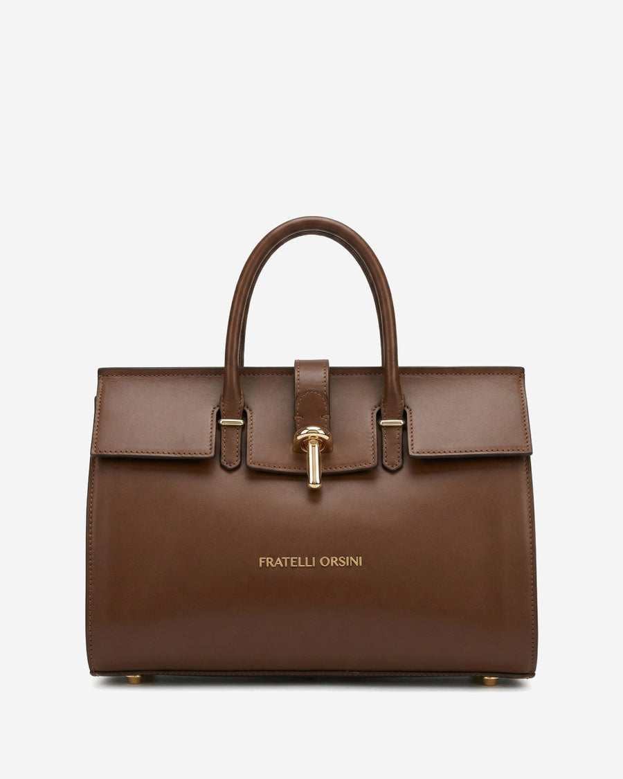 Oriana (brown) - Italian calf leather women's handbag (with shoulder strap)