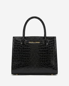 Patrizia (black) - Italian calf leather women's handbag (with shoulder strap)