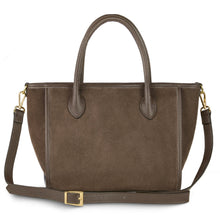 Italian Genuine Suede & Full-Grain Leather Top-Handle Bag | Alba